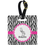 Zebra Plastic Luggage Tag - Square w/ Name or Text