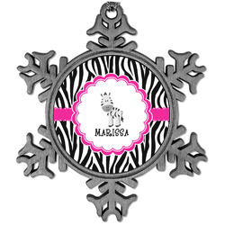 Zebra Vintage Snowflake Ornament (Personalized)