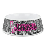 Zebra Plastic Dog Bowl - Medium (Personalized)