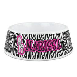 Zebra Plastic Dog Bowl - Medium (Personalized)