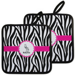 Zebra Pot Holders - Set of 2 w/ Name or Text