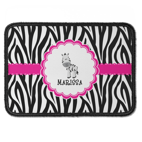 Custom Zebra Iron On Rectangle Patch w/ Name or Text