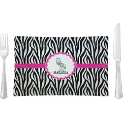 Zebra Rectangular Glass Lunch / Dinner Plate - Single or Set (Personalized)