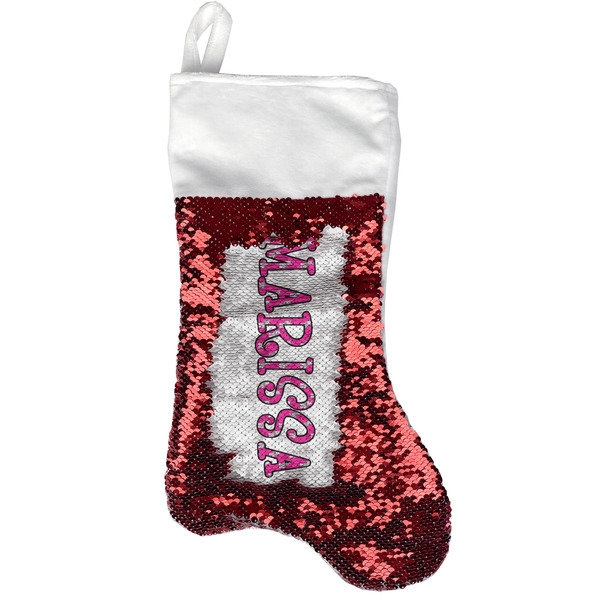 Custom Zebra Reversible Sequin Stocking - Red (Personalized)