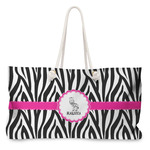 Zebra Large Tote Bag with Rope Handles (Personalized)