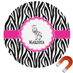 Zebra Round Car Magnet - 6" (Personalized)