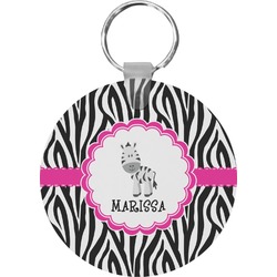 Zebra Round Plastic Keychain (Personalized)