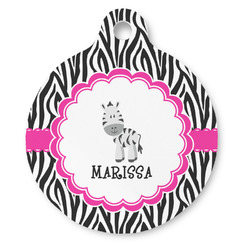 Zebra Round Pet ID Tag - Large (Personalized)