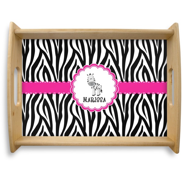 Custom Zebra Natural Wooden Tray - Large (Personalized)