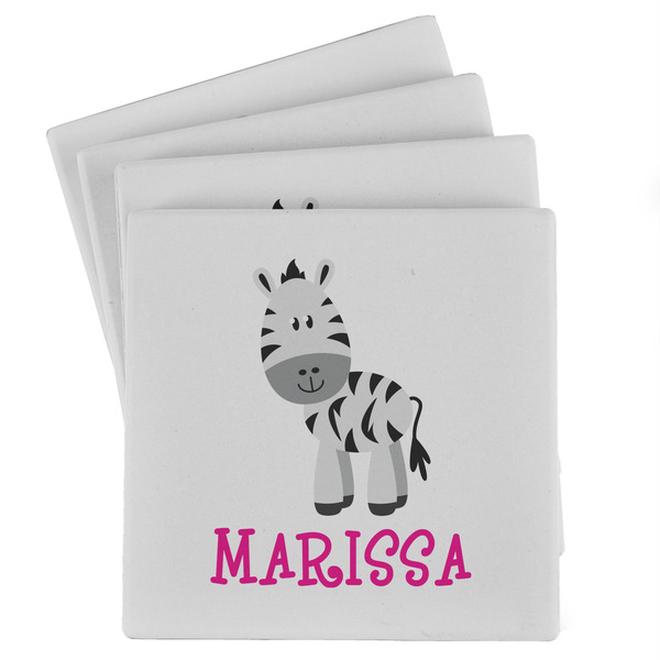 Custom Zebra Absorbent Stone Coasters - Set of 4 (Personalized)