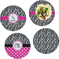 Zebra Set of 4 Glass Lunch / Dinner Plate 10" (Personalized)