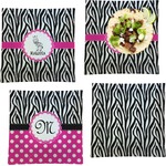 Zebra Set of 4 Glass Square Lunch / Dinner Plate 9.5" (Personalized)