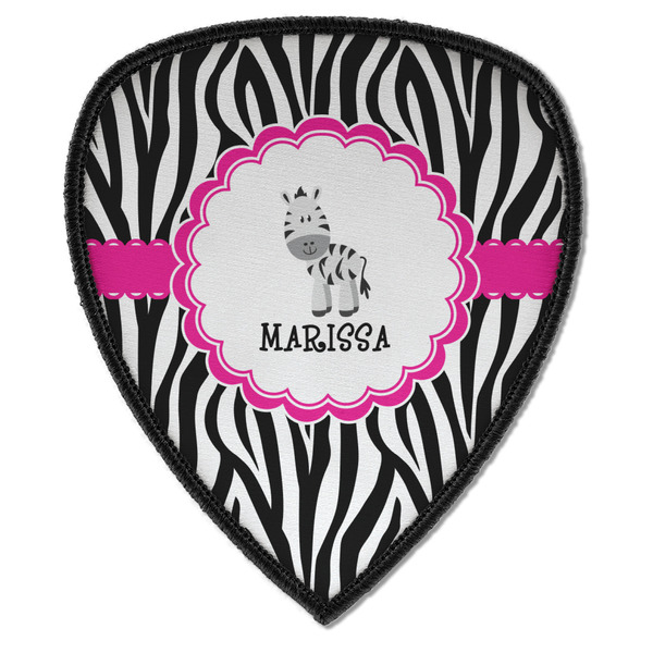 Custom Zebra Iron on Shield Patch A w/ Name or Text