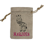 Zebra Small Burlap Gift Bag - Front (Personalized)