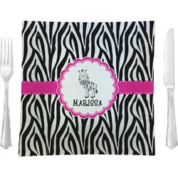 Zebra Glass Square Lunch / Dinner Plate 9.5" (Personalized)