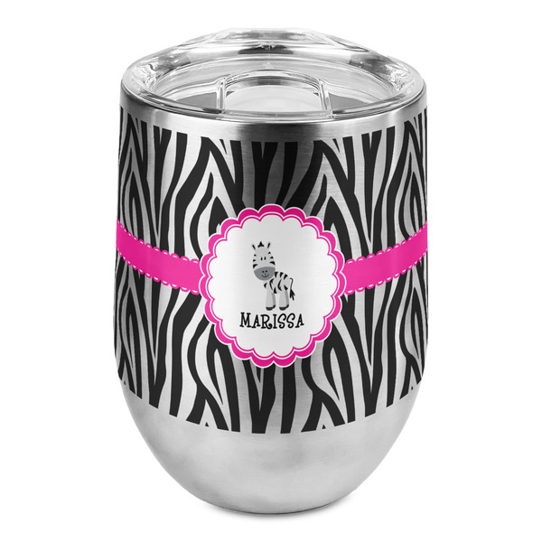 Custom Zebra Stemless Wine Tumbler - Full Print (Personalized)