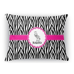 Zebra Rectangular Throw Pillow Case - 12"x18" (Personalized)