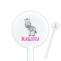 Zebra 5.5" Round Plastic Stir Sticks - White - Double Sided (Personalized)