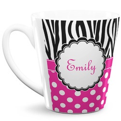 Zebra Print & Polka Dots 12 Oz Latte Mug (Personalized)