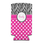 Zebra Print & Polka Dots Can Cooler (tall 12 oz) (Personalized)