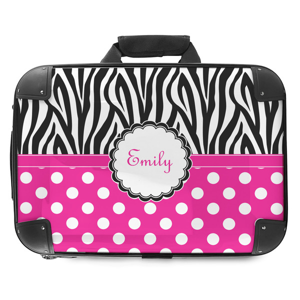 Custom Zebra Print & Polka Dots Hard Shell Briefcase - 18" (Personalized)