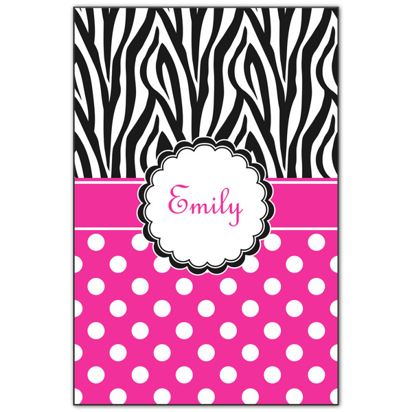 Custom Zebra Print & Polka Dots Wood Print - 20x30 (Personalized)