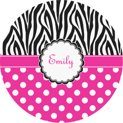 Zebra Print & Polka Dots Multipurpose Round Labels - Custom Sized (Personalized)