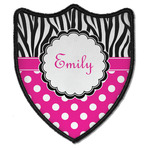 Zebra Print & Polka Dots Iron On Shield Patch B w/ Name or Text