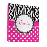 Zebra Print & Polka Dots 3 Ring Binder - Full Wrap - 1" (Personalized)