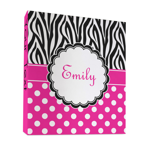 Custom Zebra Print & Polka Dots 3 Ring Binder - Full Wrap - 1" (Personalized)