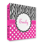 Zebra Print & Polka Dots 3 Ring Binder - Full Wrap - 2" (Personalized)