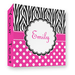 Zebra Print & Polka Dots 3 Ring Binder - Full Wrap - 3" (Personalized)