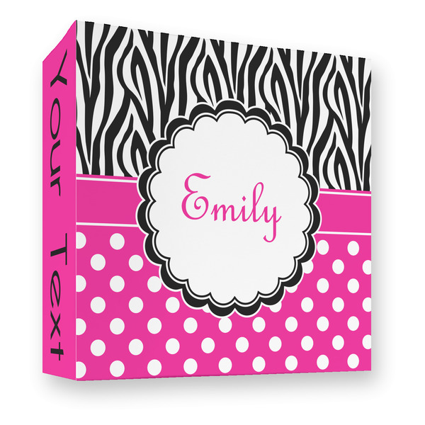 Custom Zebra Print & Polka Dots 3 Ring Binder - Full Wrap - 3" (Personalized)