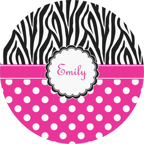 Custom Zebra Print & Polka Dots Multipurpose Round Labels - 5" (Personalized)