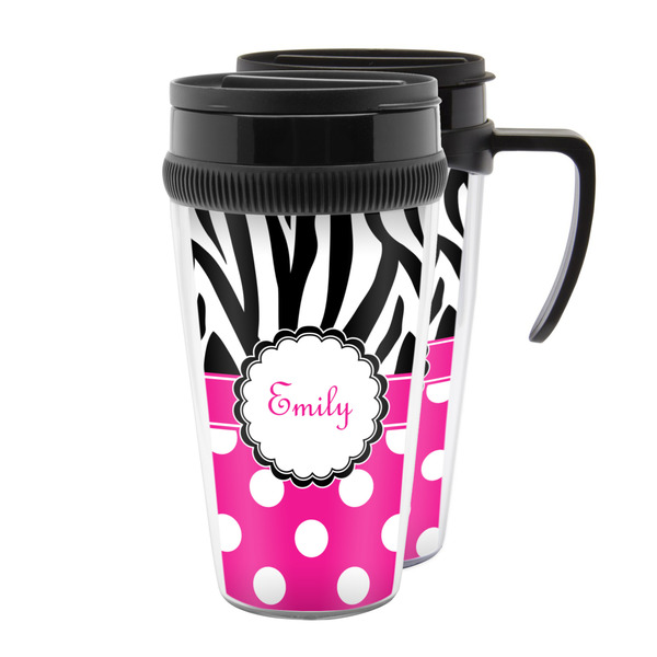 Custom Zebra Print & Polka Dots Acrylic Travel Mug (Personalized)