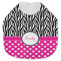 Zebra Print & Polka Dots Jersey Knit Baby Bib w/ Name or Text