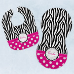 Zebra Print & Polka Dots Baby Bib & Burp Set w/ Name or Text