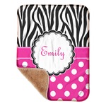 Zebra Print & Polka Dots Sherpa Baby Blanket - 30" x 40" w/ Name or Text