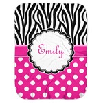 Zebra Print & Polka Dots Baby Swaddling Blanket (Personalized)