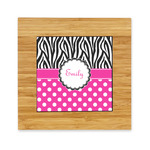 Zebra Print & Polka Dots Bamboo Trivet with Ceramic Tile Insert (Personalized)