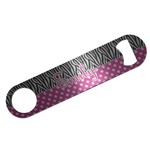 Zebra Print & Polka Dots Bar Bottle Opener - Silver w/ Name or Text