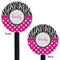 Zebra Print & Polka Dots Black Plastic 5.5" Stir Stick - Double Sided - Round - Front & Back