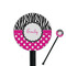 Zebra Print & Polka Dots Black Plastic 5.5" Stir Stick - Round - Closeup