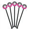 Zebra Print & Polka Dots Black Plastic 5.5" Stir Stick - Round - Fan View