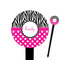 Zebra Print & Polka Dots Black Plastic 6" Food Pick - Round - Closeup