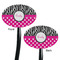 Zebra Print & Polka Dots Black Plastic 7" Stir Stick - Double Sided - Oval - Front & Back