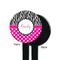 Zebra Print & Polka Dots Black Plastic 7" Stir Stick - Single Sided - Round - Front & Back