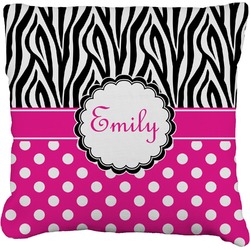 Zebra Print & Polka Dots Faux-Linen Throw Pillow (Personalized)