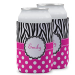 Zebra Print & Polka Dots Can Cooler (12 oz) w/ Name or Text