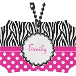 Zebra Print & Polka Dots Rear View Mirror Ornament (Personalized)